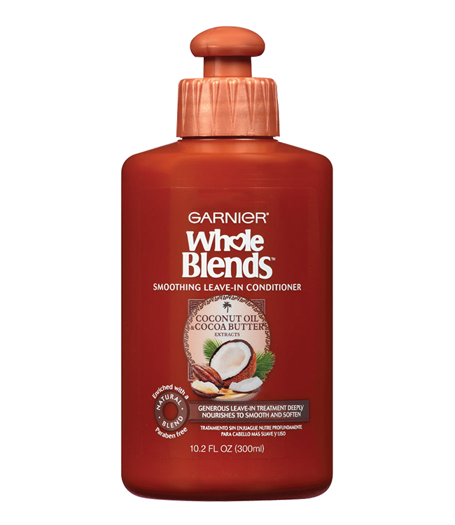 Garnier Whole Blends Coconut Oil & Cocoa Butter Smoothing Leave-In Conditioner Treatment 10.2 oz for Frizzy, Dry, Unmanageable Hair